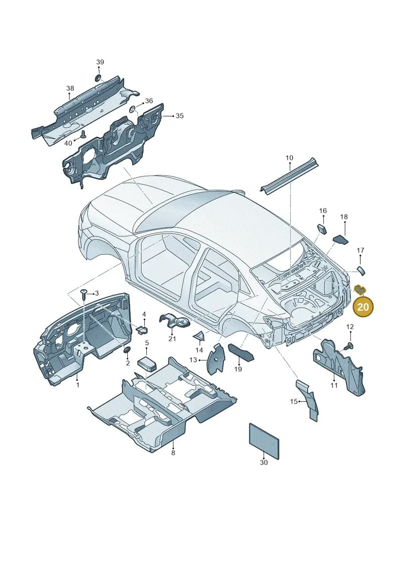 8V4864785 — Audi A3 Sportback (2019-2025) diagram 596863200, position 20