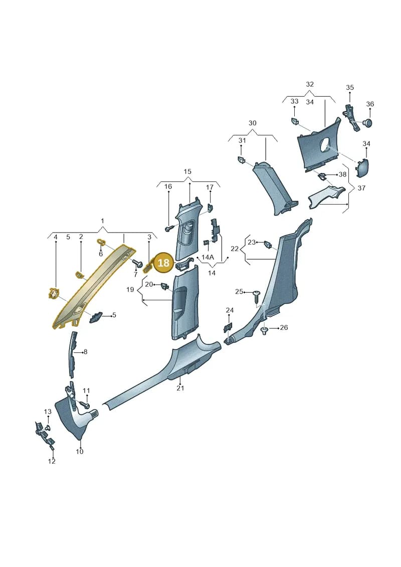 8V4867191 — Audi A3 Sportback (2012-2016) diagram 745867750, position 18