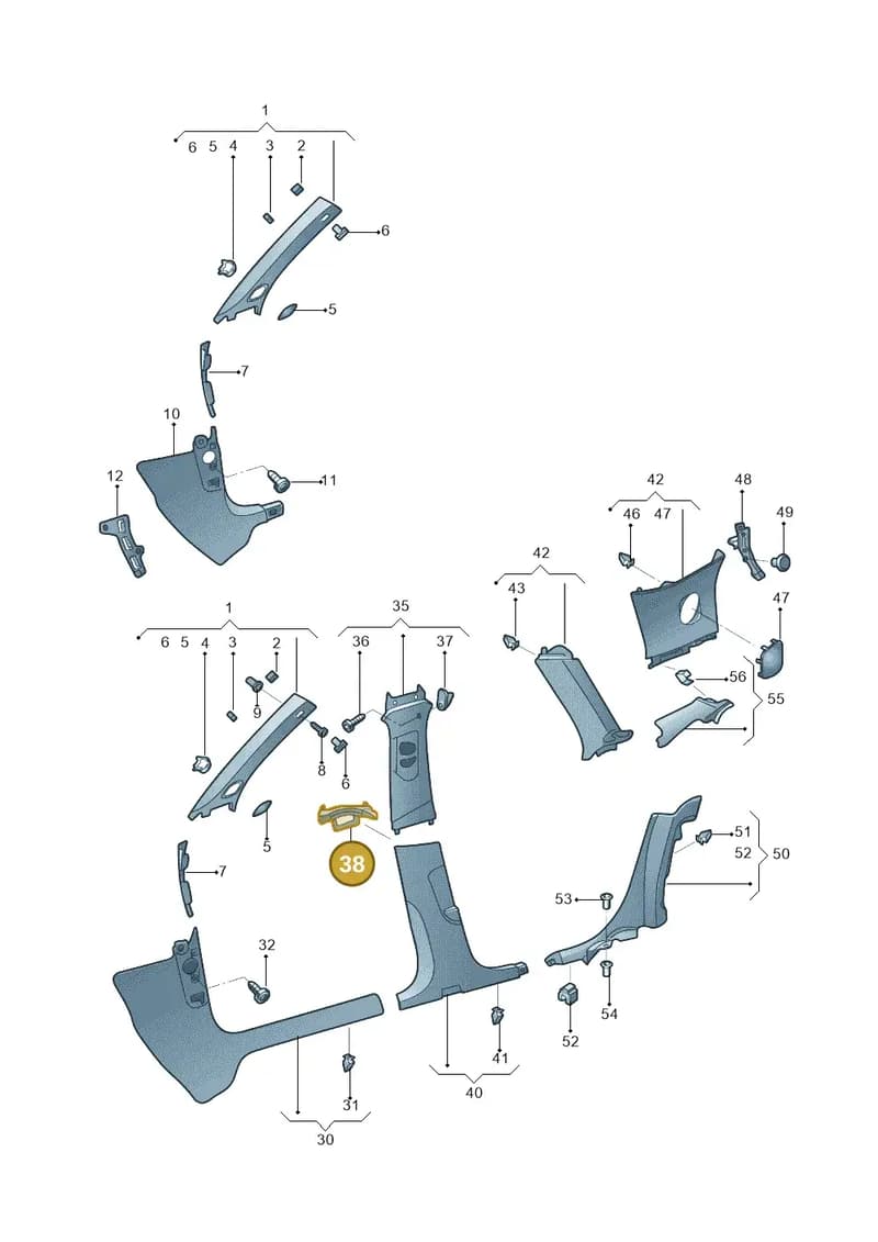 8V4867191 — Audi A3 Sportback 1.4 (2014-) diagram 785867065, position 38