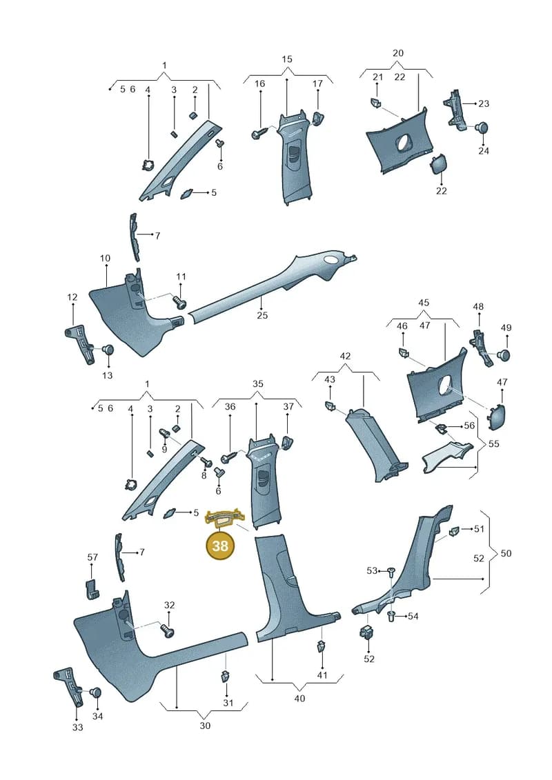 8V4867192 — Audi A3 Sportback (2012-2016) diagram 745867650, position 38