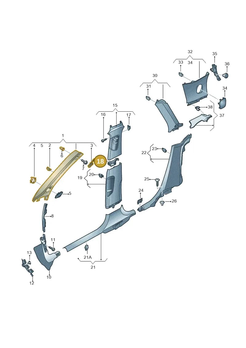 8V4867192 — Audi A3 Sportback (2016-2020) diagram 890867750, position 18
