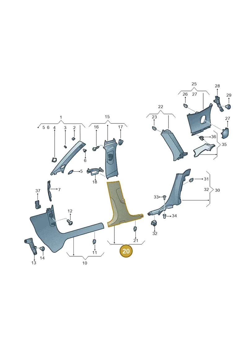 8V48672394PK — Audi RS3 Sportback (2015-2016) diagram 858867650, position 20