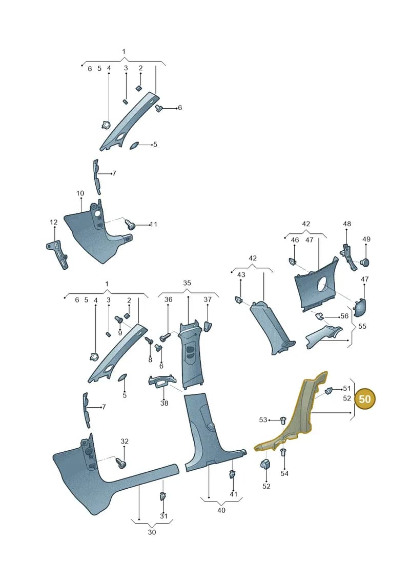 8V4867767A4PK — Audi A3 Sportback 1.4 (2014-) diagram 785867065, position 50