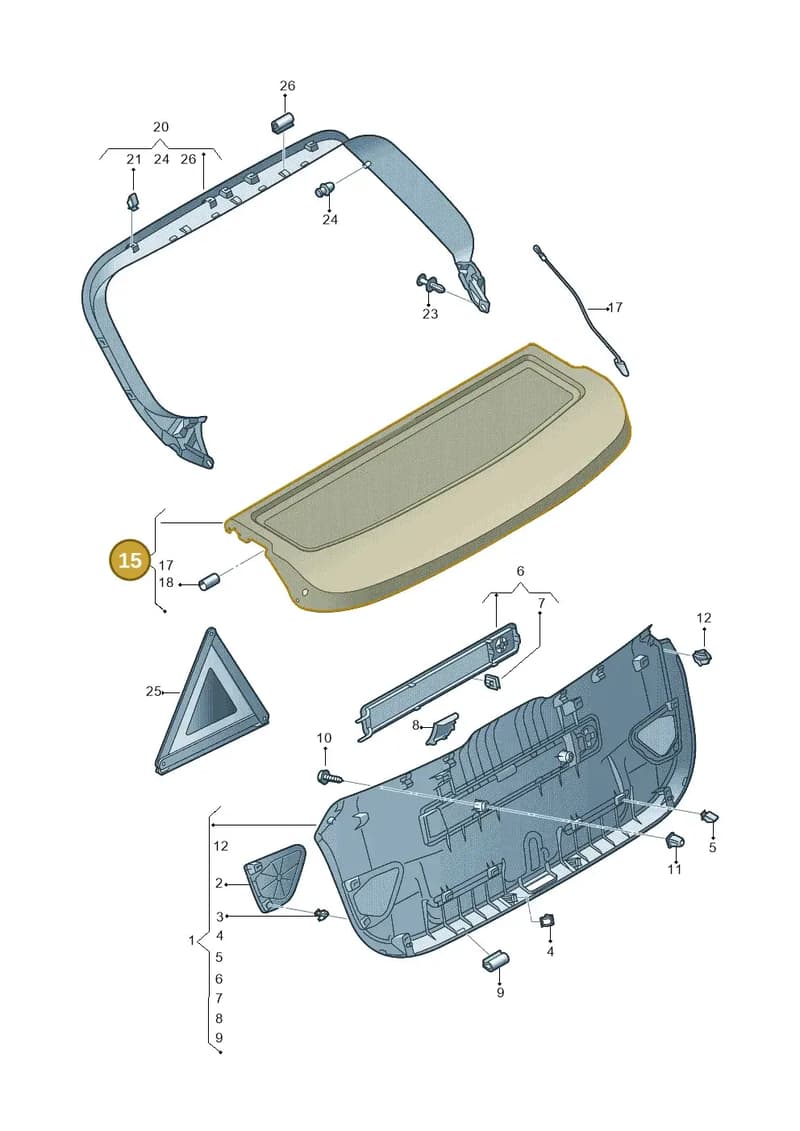 8V4867769BRY9 — Audi A3 Sportback (2016-2020) diagram 890867950, position 15