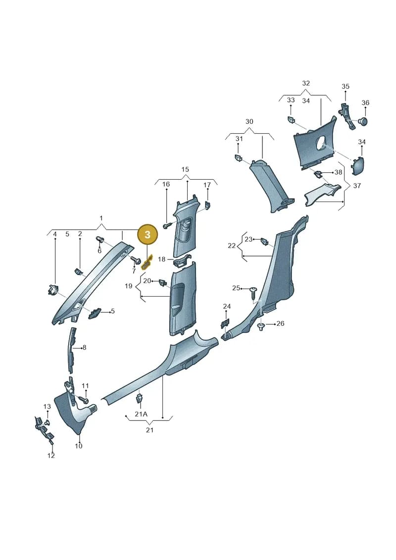 8V48681714PK — Audi A3 Sportback (2016-2020) diagram 890867750, position 3