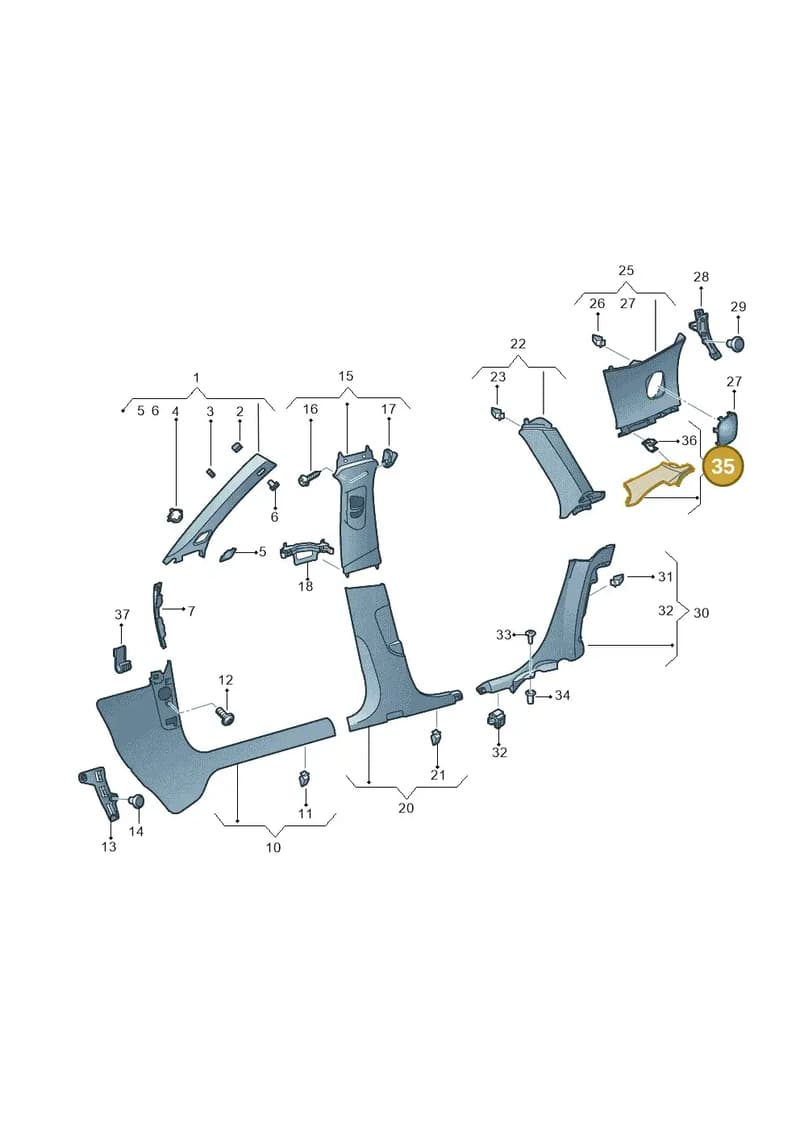 8V48686064PK — Audi RS3 Sportback (2015-2016) diagram 858867650, position 35