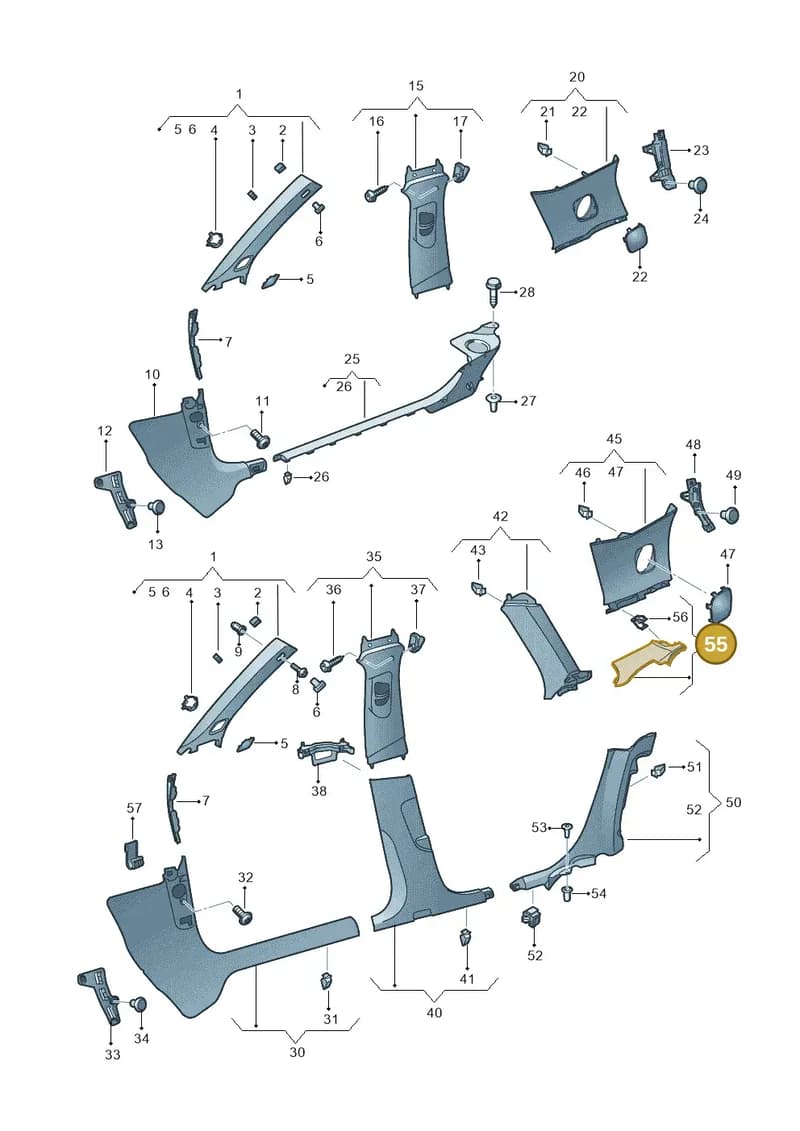 8V48686064PK — Audi A3 Sportback (2016-2020) diagram 890867650, position 55