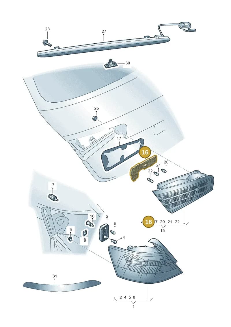 8V4945258D — Audi A3 Sportback (2016-2020) diagram 745945000, position 16