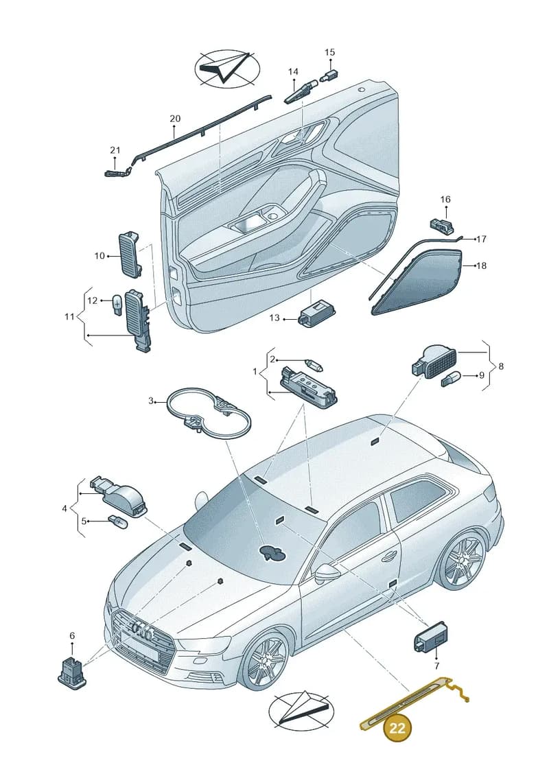 8V4947418B — Audi RS3 Limousine (2017-2020) diagram 890947100, position 22