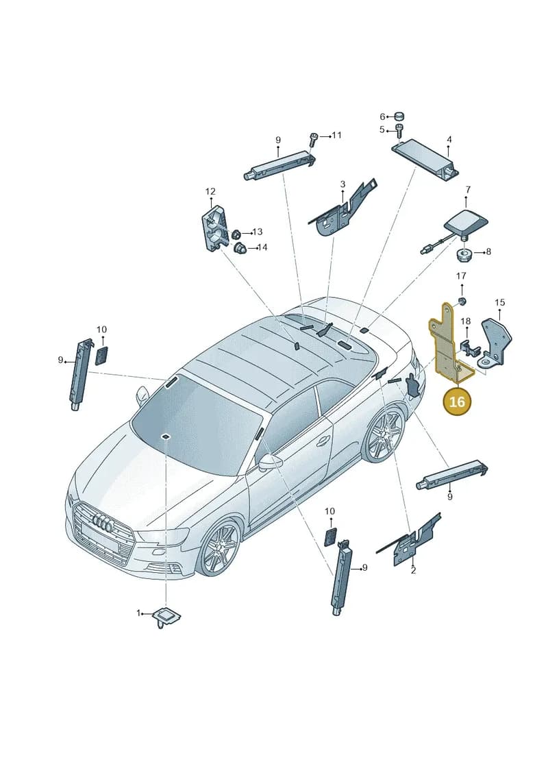 8V5035526A — Audi A3 Cabriolet (2016-2020) diagram 891035100, position 16