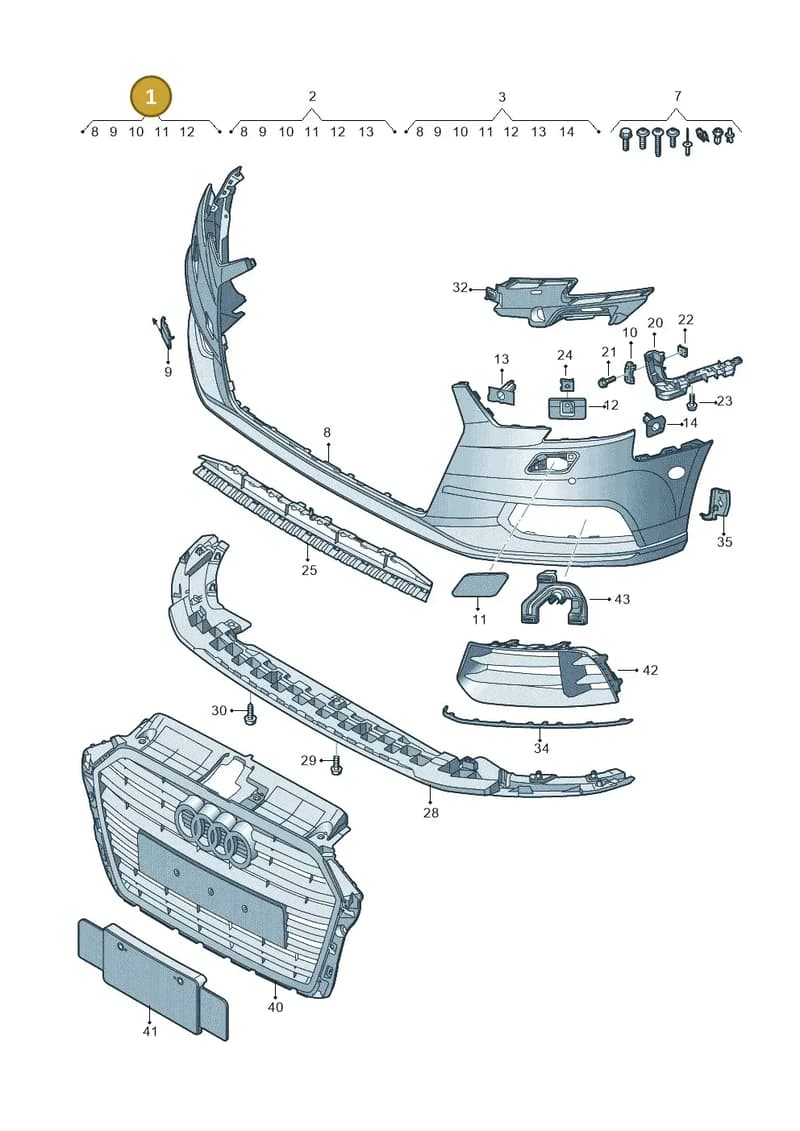 8V5807065RGRU — Audi A3 Sportback (2016-2020) diagram 890807150, position 1