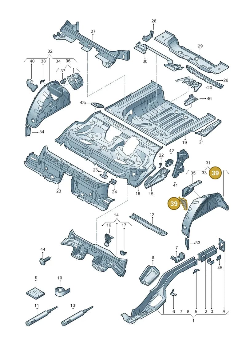 8V5809303 — Audi A3 Sportback (2016-2020) diagram 745803160, position 39