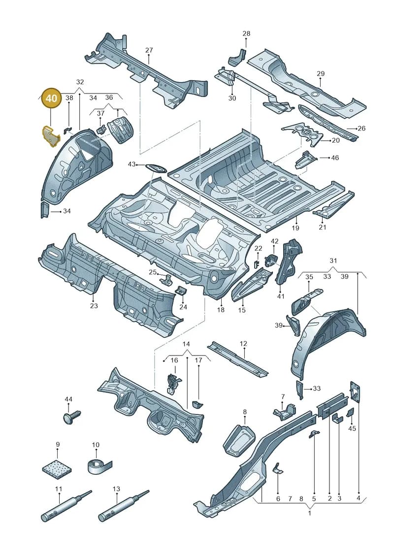 8V5809304 — Audi A3 Sportback (2016-2020) diagram 745803160, position 40