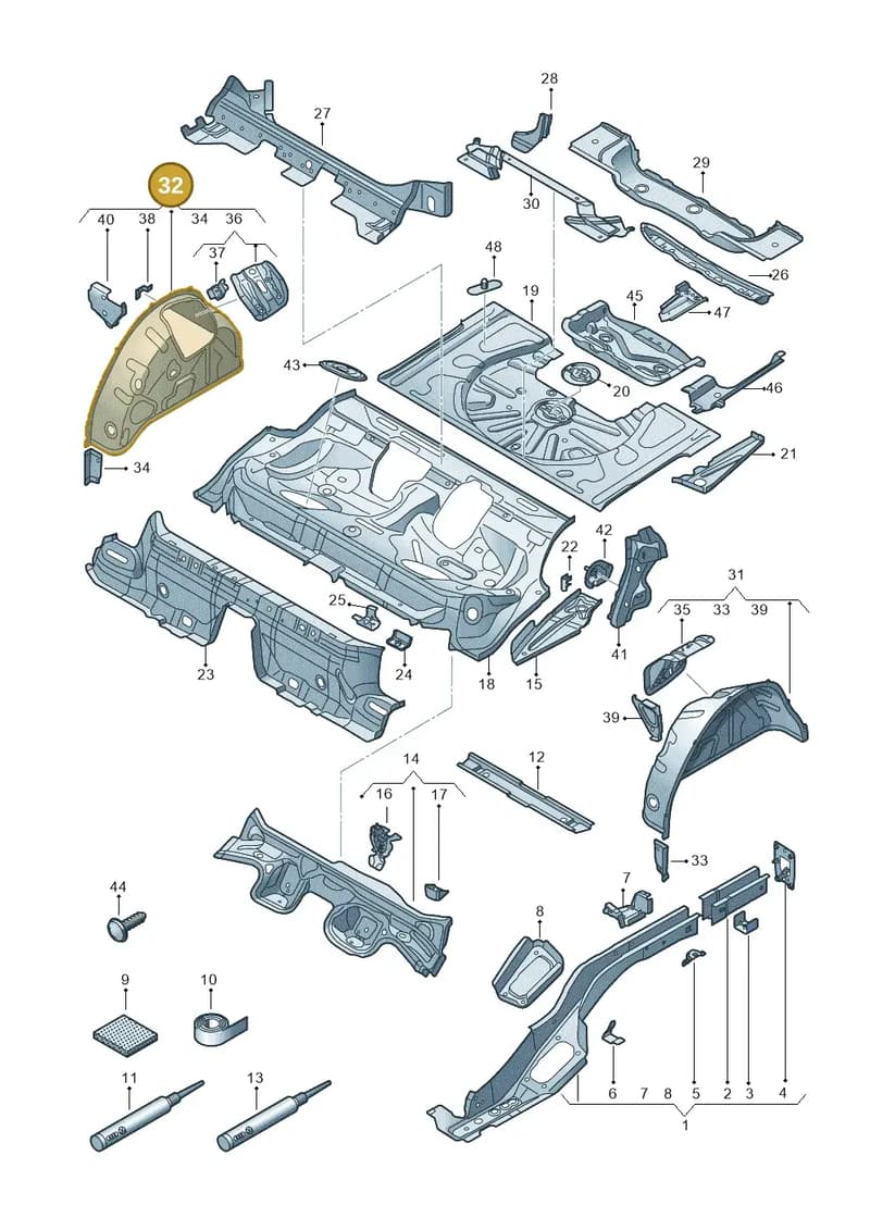 8V5809852TA — Audi RS3 Limousine (2017-2020) diagram 853803110, position 32