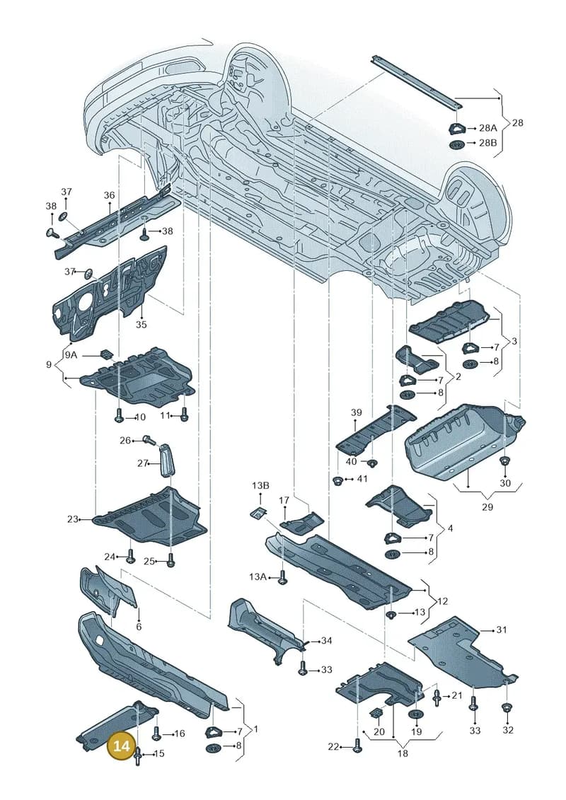 8V5825230A — Audi A3 Sportback (2016-2020) diagram 890825000, position 14