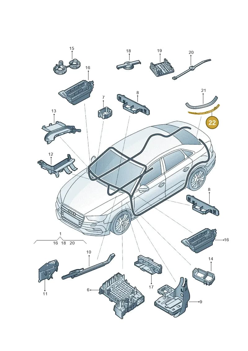 8V5827207 — Audi A3 Limousine 2.0 (2015-2016) diagram 886971800, position 22
