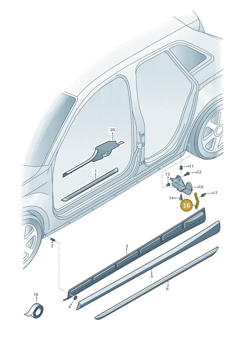 8V5853293 — Audi A3 Sportback (2016-2020) diagram 890853100, position 16