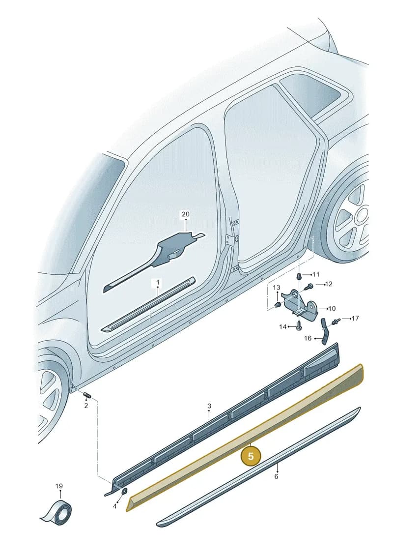 8V5853859GRU — Audi A3 Sportback (2016-2020) diagram 890853100, position 5