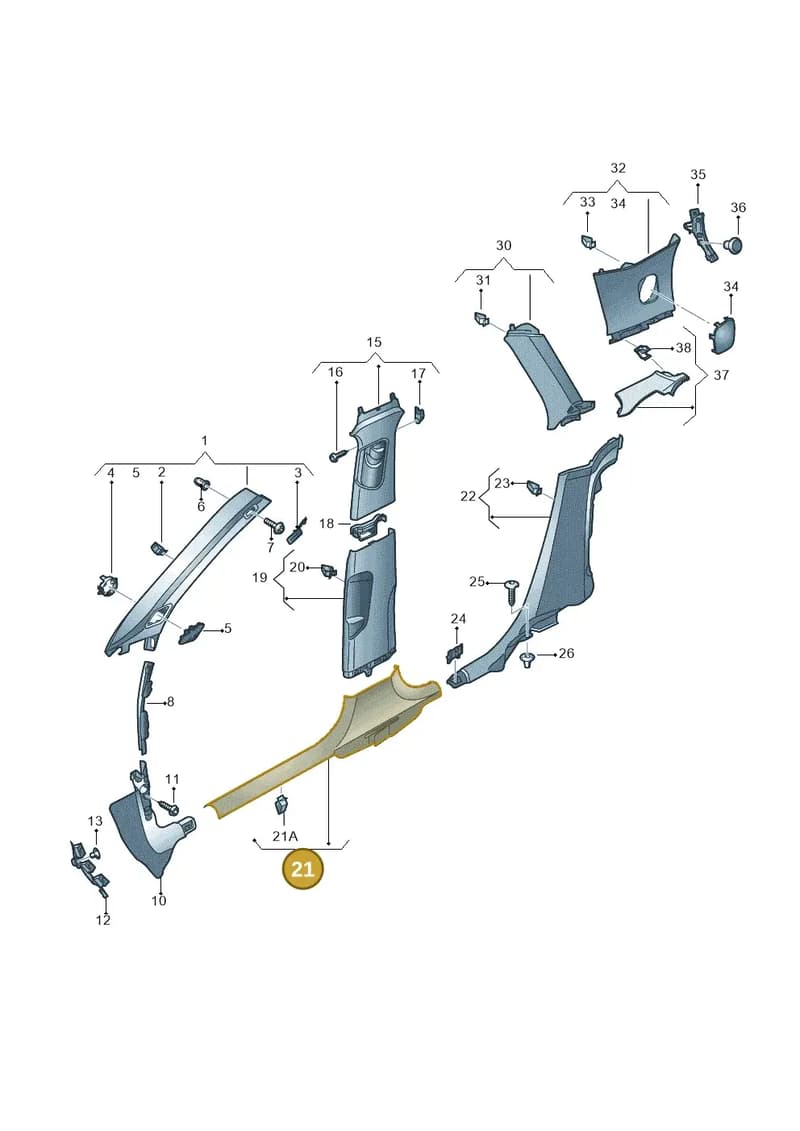 8V5853906A4PK — Audi A3 Sportback (2016-2020) diagram 890867750, position 21