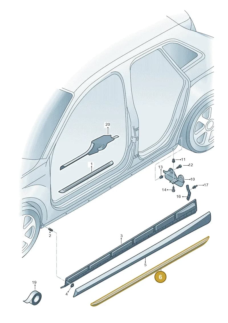 8V5853931GRU — Audi A3 Sportback (2016-2020) diagram 890853100, position 6