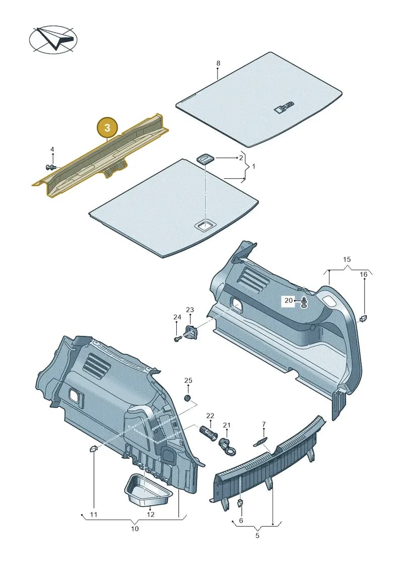 8V5863475BCA9 — Audi A3 Sportback (2019-2025) diagram 596863900, position 3