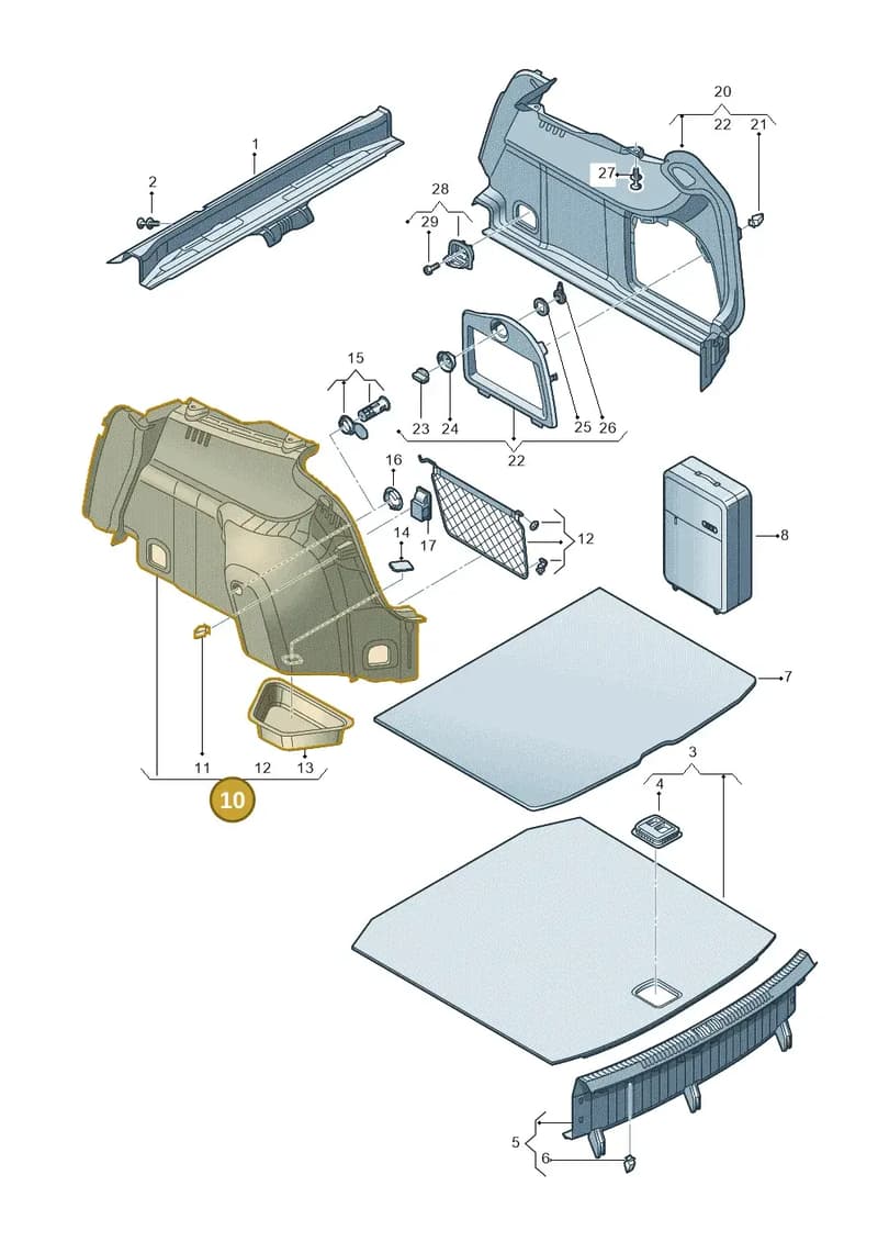 8V5863887AKCA9 — Audi A3 Sportback (2016-2020) diagram 890863900, position 10