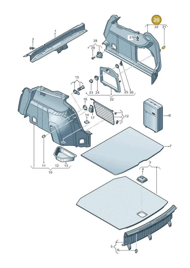 8V5863888LCA9 — Audi A3 Sportback (2016-2020) diagram 890863900, position 20