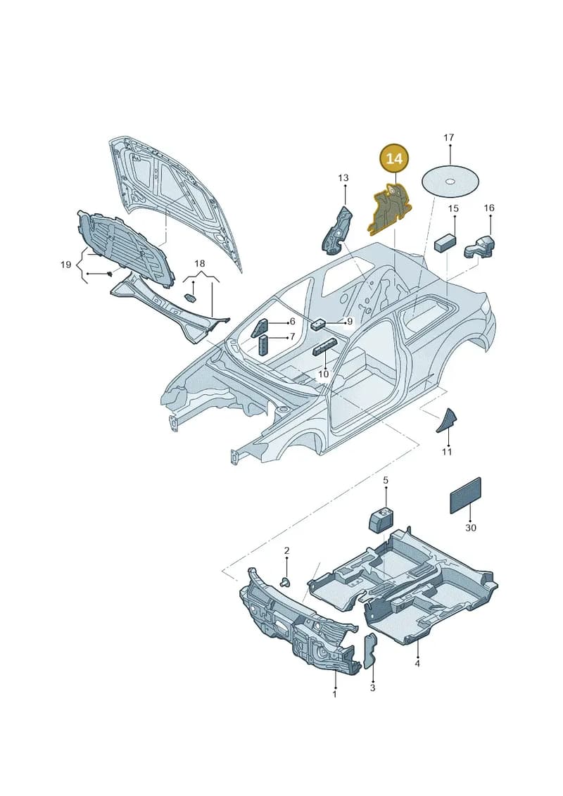 8V5863896A — Audi A3 Limousine 2.0 (2017-2021) diagram 820863020, position 14