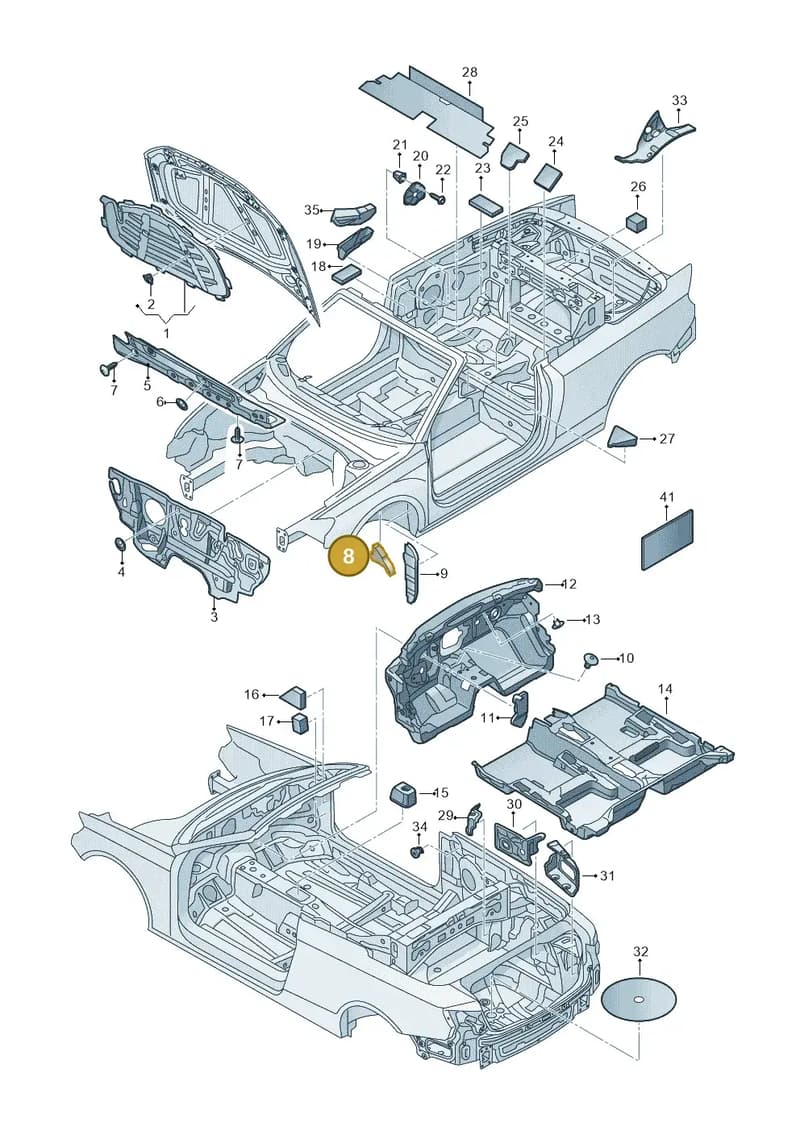 8V5864238 — Audi A3 Cabriolet (2016-2020) diagram 891863200, position 8