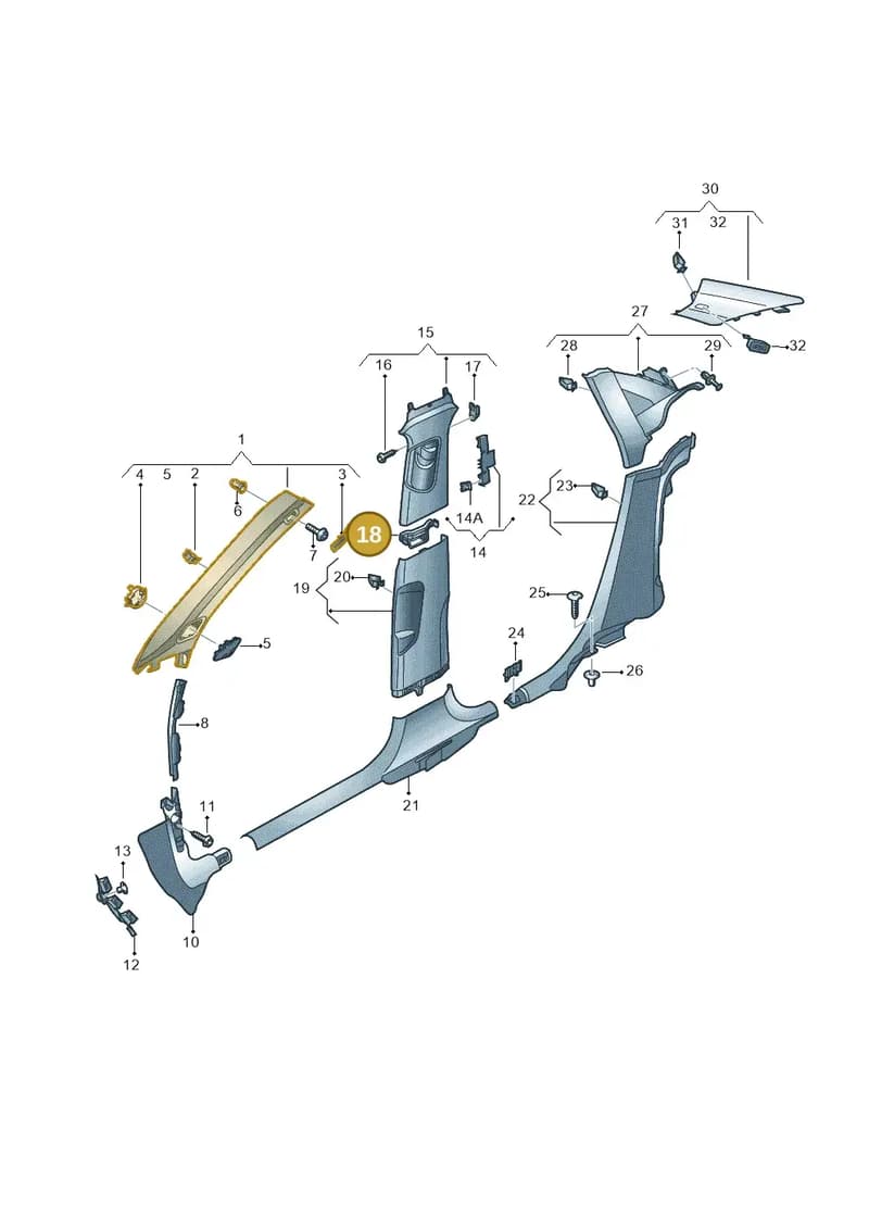8V5867191 — Audi A3 Sportback (2012-2016) diagram 745867700, position 18