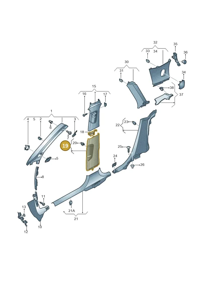 8V58672394PK — Audi A3 Sportback (2016-2020) diagram 890867750, position 19