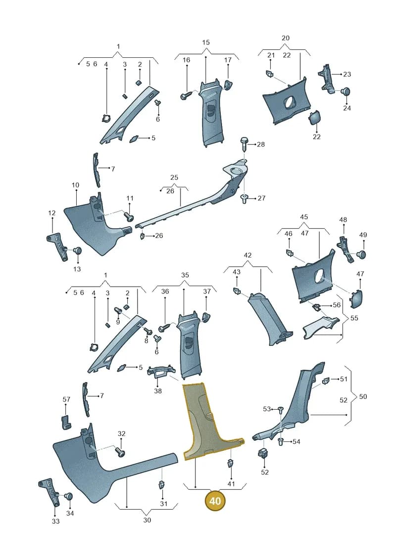 8V58672404PK — Audi A3 Sportback (2016-2020) diagram 890867650, position 40