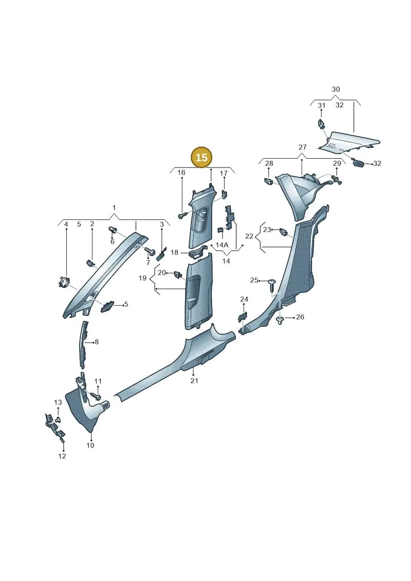 8V5867244AVU6 — Audi A3 Sportback (2012-2016) diagram 745867700, position 15