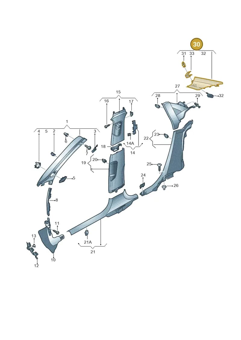 8V5867245C4PK — Audi RS3 Limousine (2017-2020) diagram 890867700, position 30