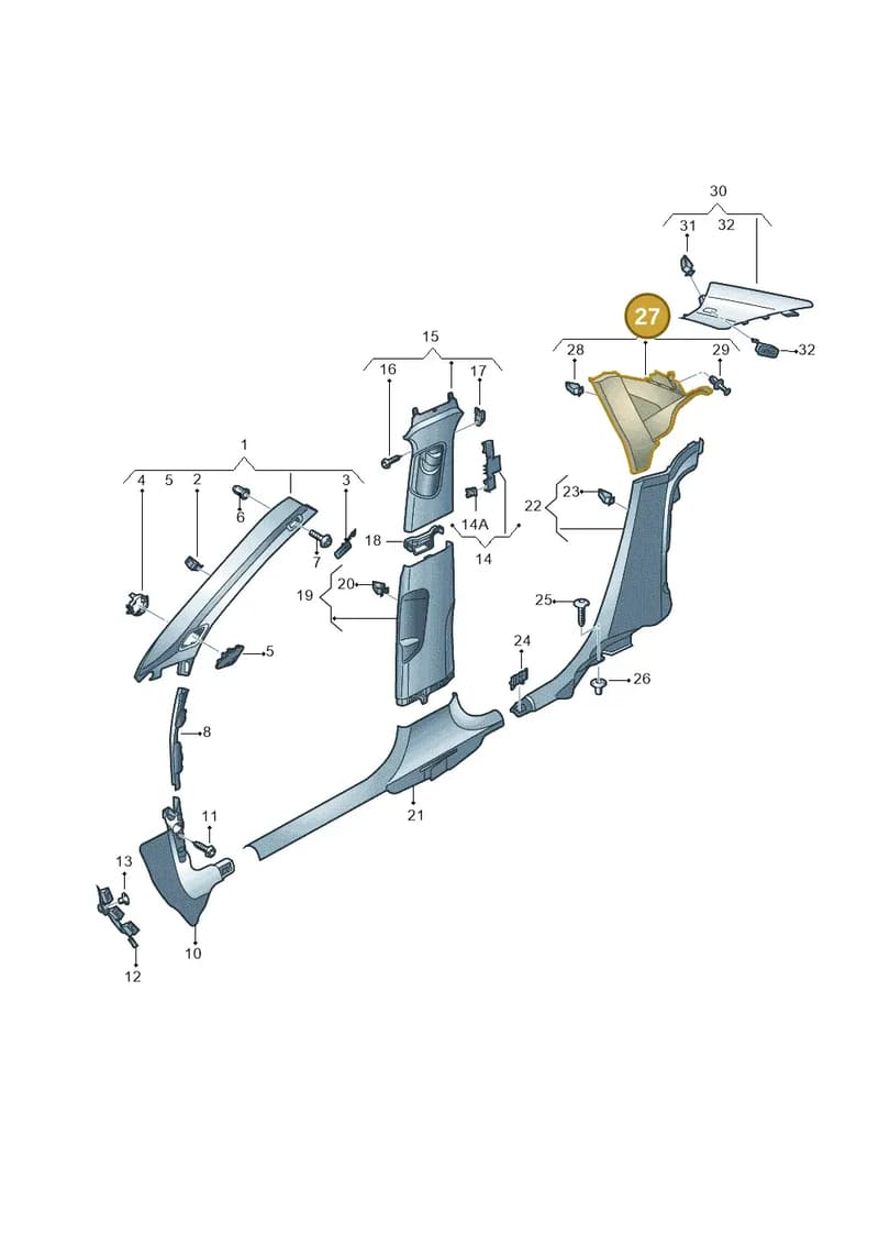 8V5867287BJYT — Audi A3 Limousine 2.0 (2015-2016) diagram 745867700, position 27