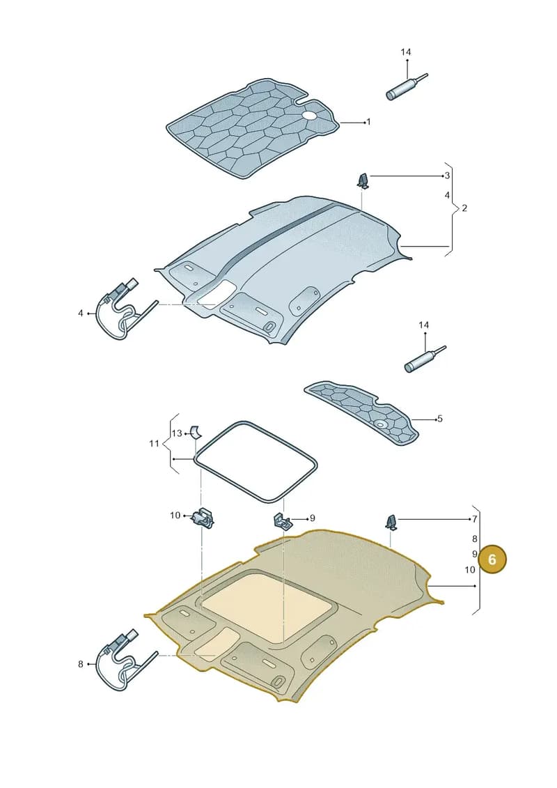 8V5867505MYS3 — Audi A3 Sportback (2016-2020) diagram 890867560, position 6