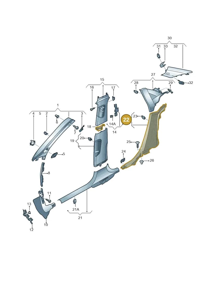 8V58677684PK — Audi RS3 Limousine (2017-2020) diagram 890867700, position 22