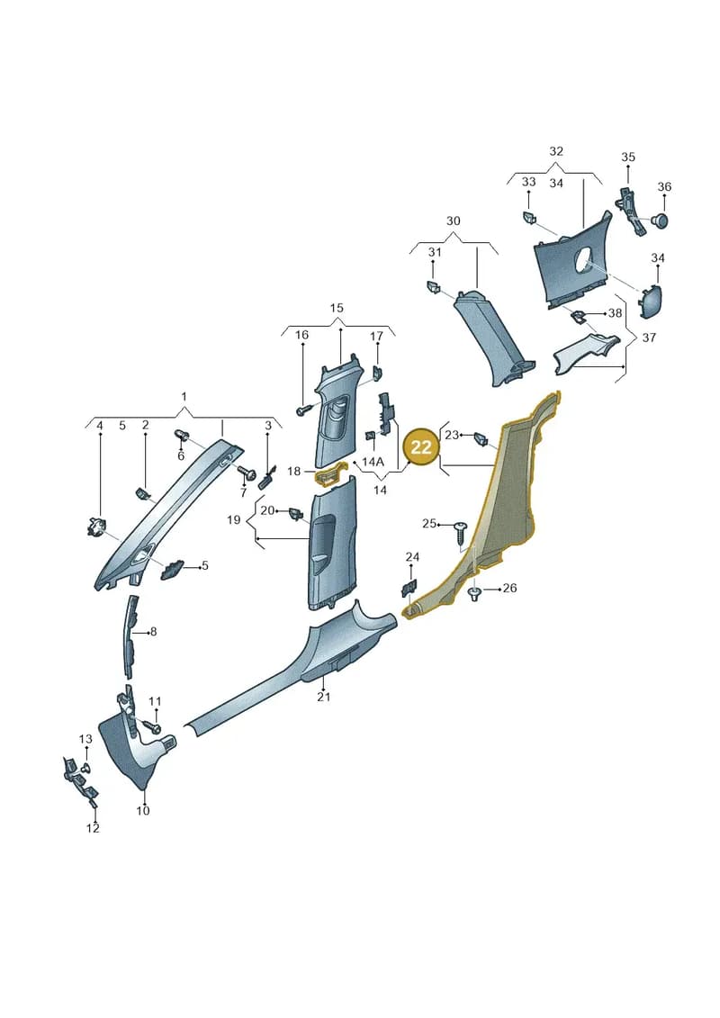 8V5867768A4PK — Audi A3 Sportback (2012-2016) diagram 745867750, position 22