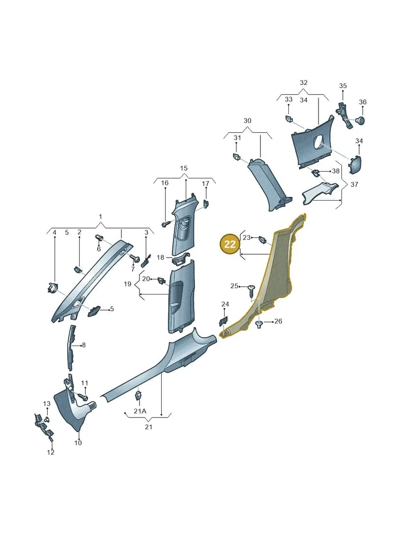 8V5867768A4PK — Audi A3 Sportback (2016-2020) diagram 890867750, position 22