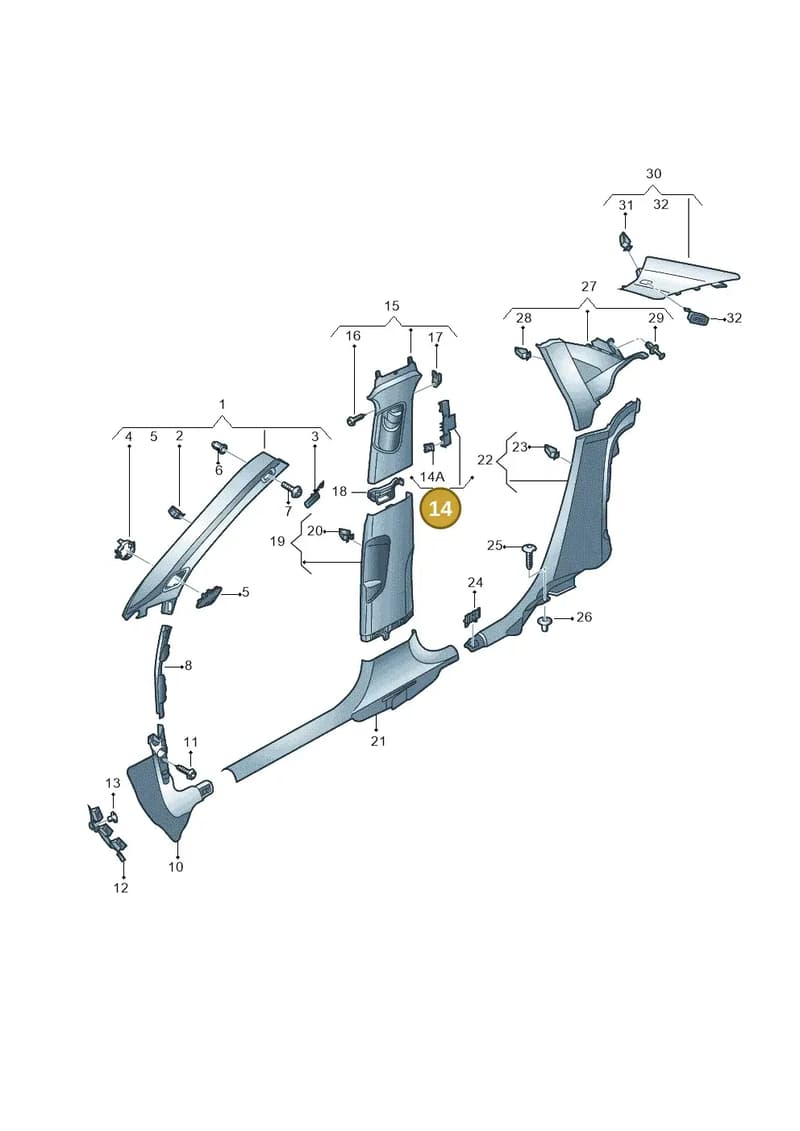 8V5880713 — Audi A3 Sportback (2012-2016) diagram 745867700, position 14