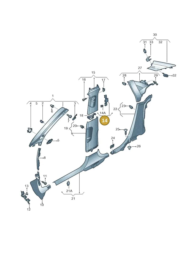 8V5880714 — Audi RS3 Limousine (2017-2020) diagram 890867700, position 14