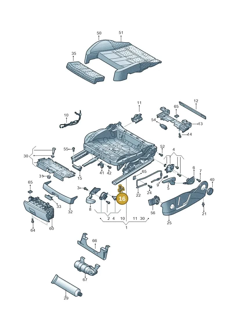 8V5881250 — Audi A3 Sportback (2016-2020) diagram 745881010, position 16