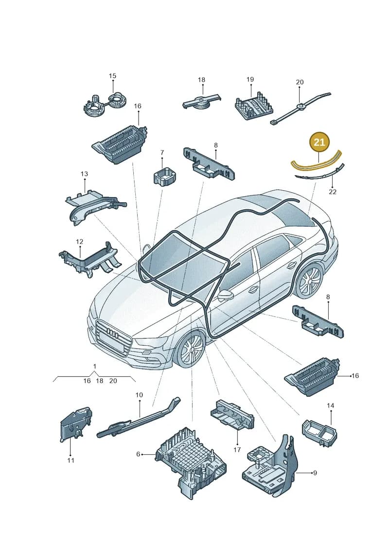 8V5971821 — Audi A3 Limousine 2.0 (2015-2016) diagram 886971800, position 21