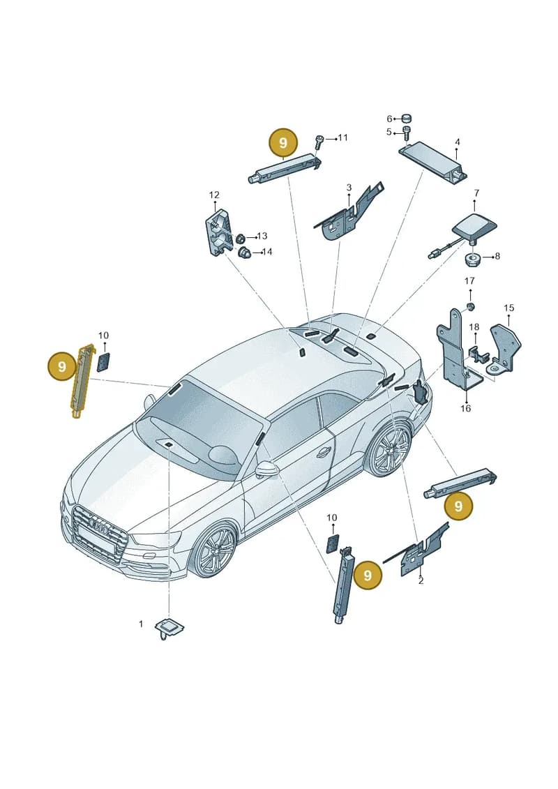 8V7035225 — Audi A3 Cab. 1.4 (2013-2016) diagram 778035100, position 9