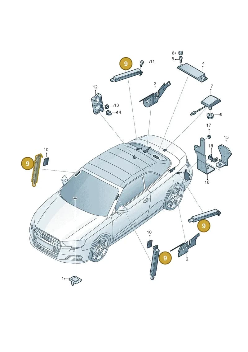 8V7035225D — Audi A3 Cabriolet (2016-2020) diagram 891035100, position 9