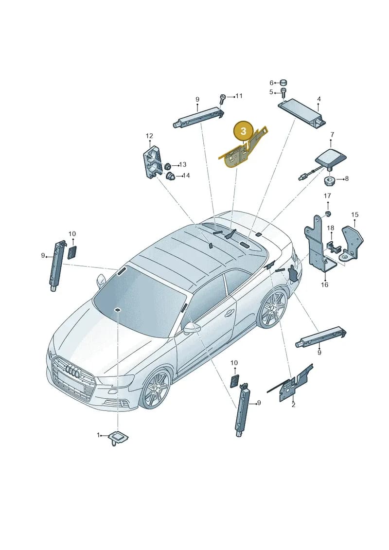 8V7035510 — Audi A3 Cabriolet (2016-2020) diagram 891035100, position 3
