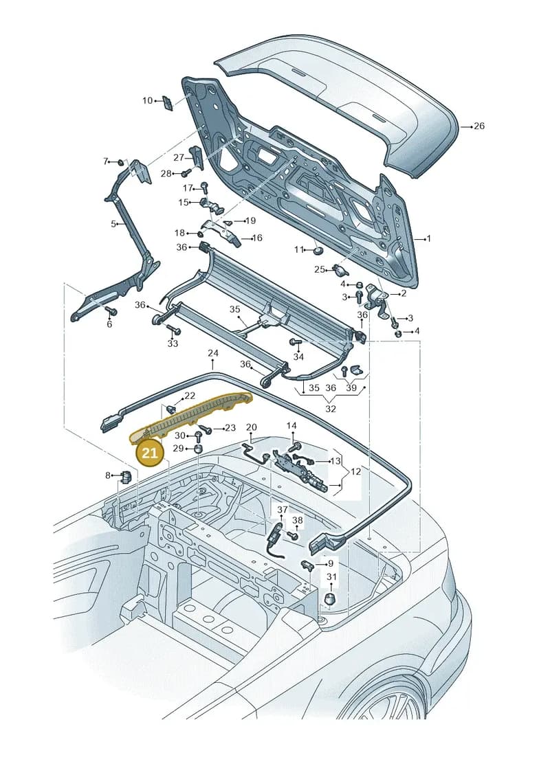 8V7825406 — Audi A3 Cabriolet (2016-2020) diagram 778825500, position 21