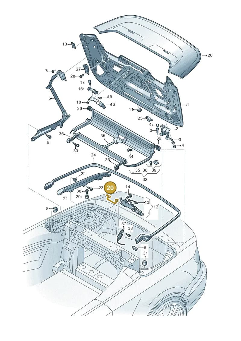 8V7825833A — Audi A3 Cabriolet (2016-2020) diagram 778825500, position 20