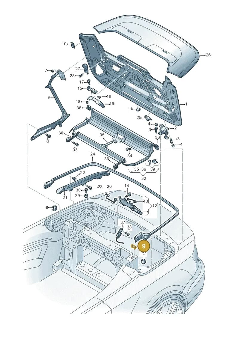 8V7827499A — Audi A3 Cabriolet (2016-2020) diagram 778825500, position 9