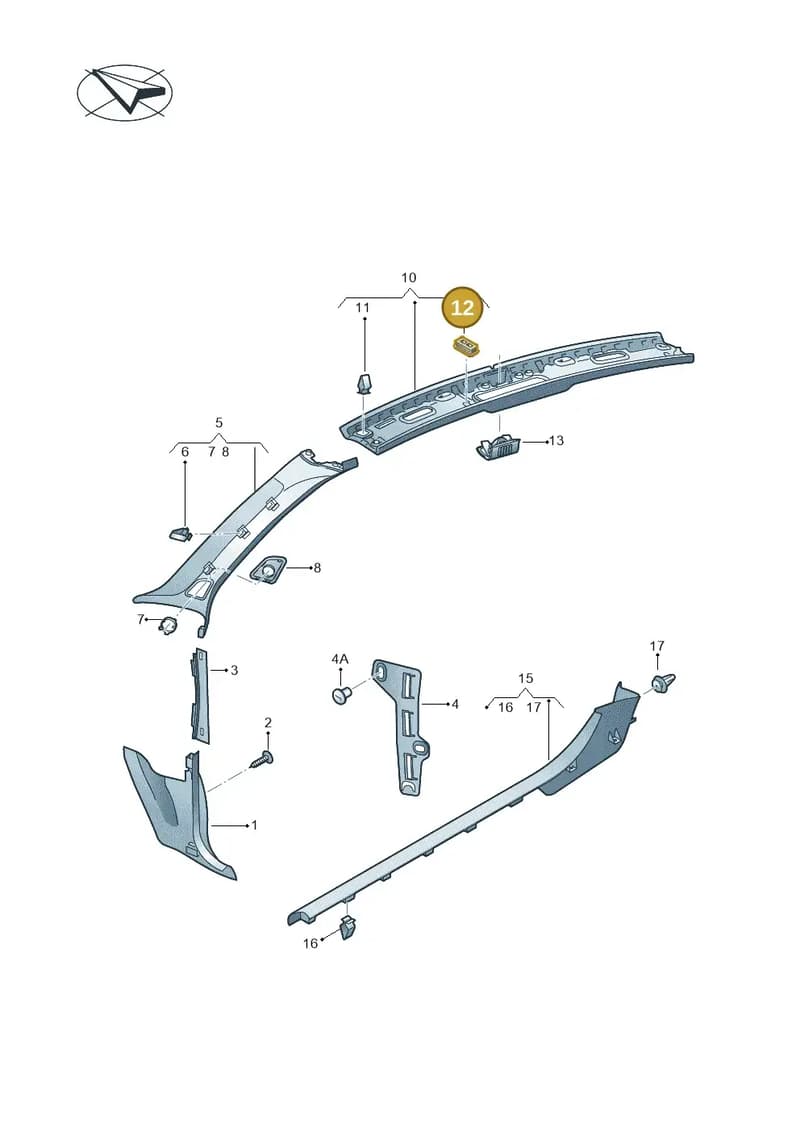 8V7857363 — Audi A3 Cabriolet (2016-2020) diagram 891867650, position 12